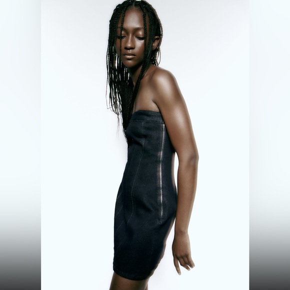 ZARA DENIM CORSET DRESS - Picture 7 of 11